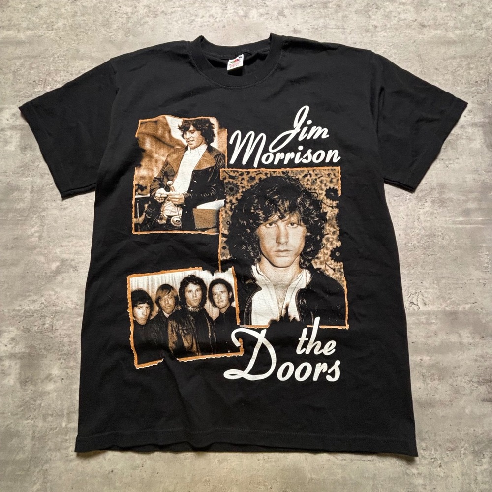 Vintage Fruit of the Loom The Doors Jim Morrison Large Black Graphic Band Tee